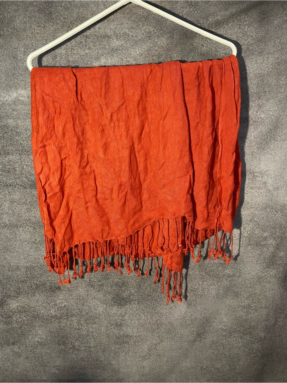 Burnt Orange Pashmina Style Wrap Shawl Scarf Fringe 100% Viscose Made in India